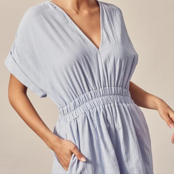 Linen Blue Romper - Picture 4 of 6